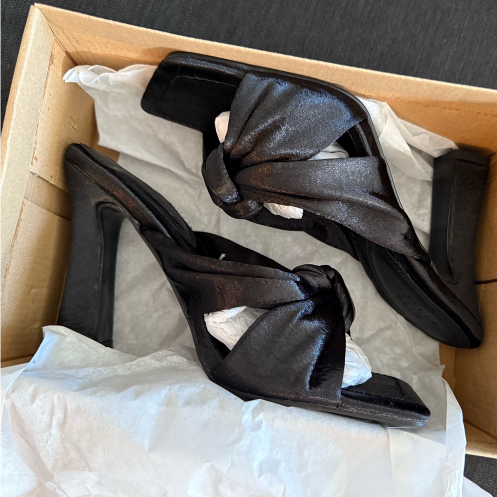 ASOS Black Satin Twist Mules